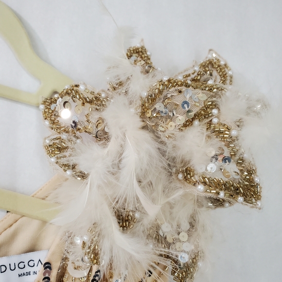 MAC DUGGAL Nude Embellished Floral Detail One Shoulder Gown Size 12 NWT - Picture 9 of 15